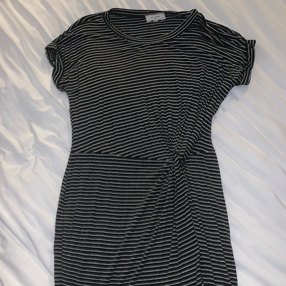 Black and White Striped Dress with Knot